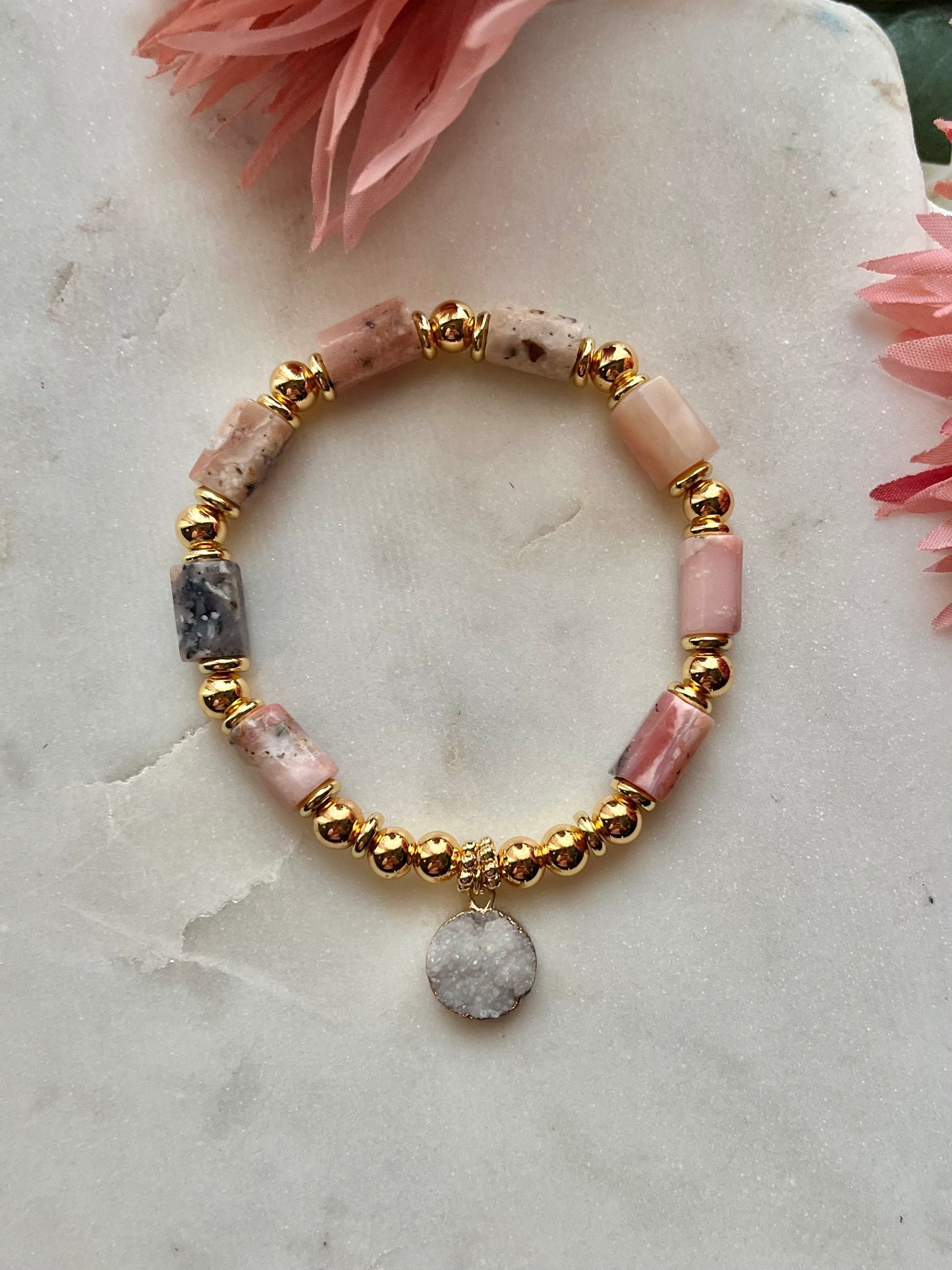 Druzy Adorned Collection of Beaded Bracelets