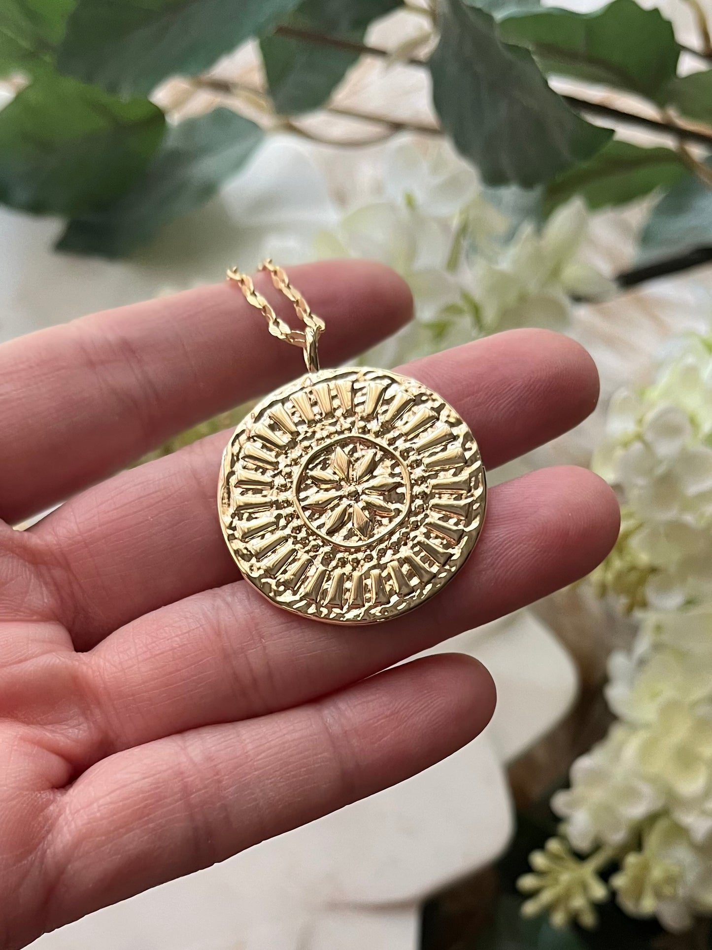 Chrysanthemum Medallion Pendant Necklace