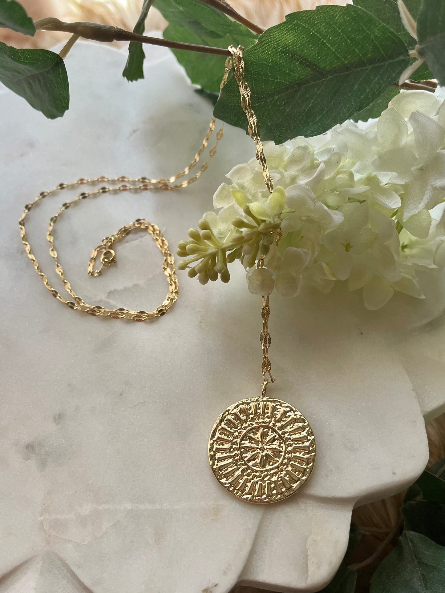 Chrysanthemum Medallion Pendant Necklace