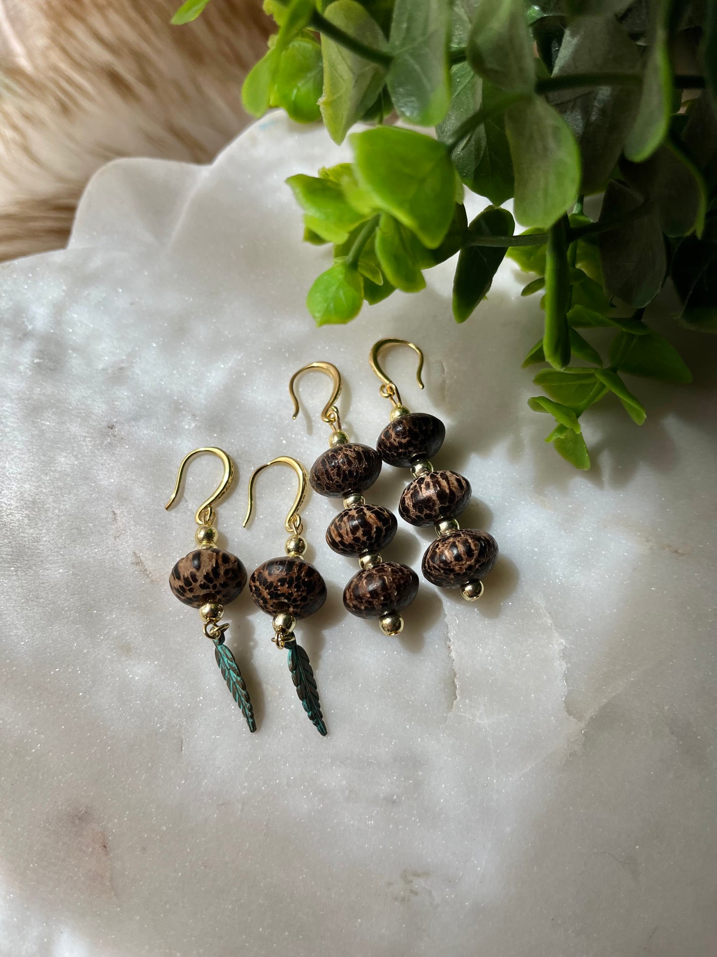 Earth Sprite Wood Drop Earrings