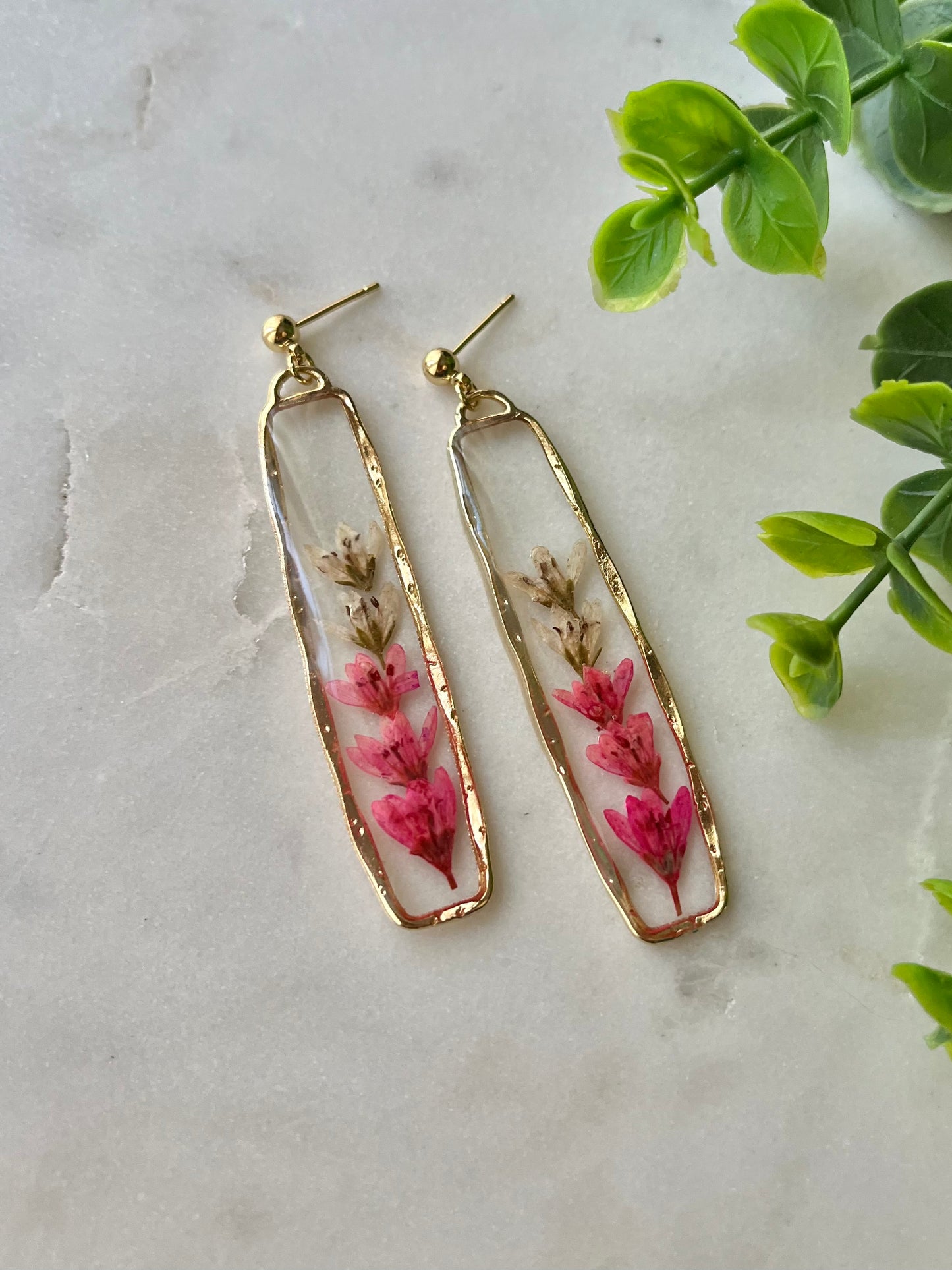 The Bloom Collection of Resin Loosestrife Flower Earrings