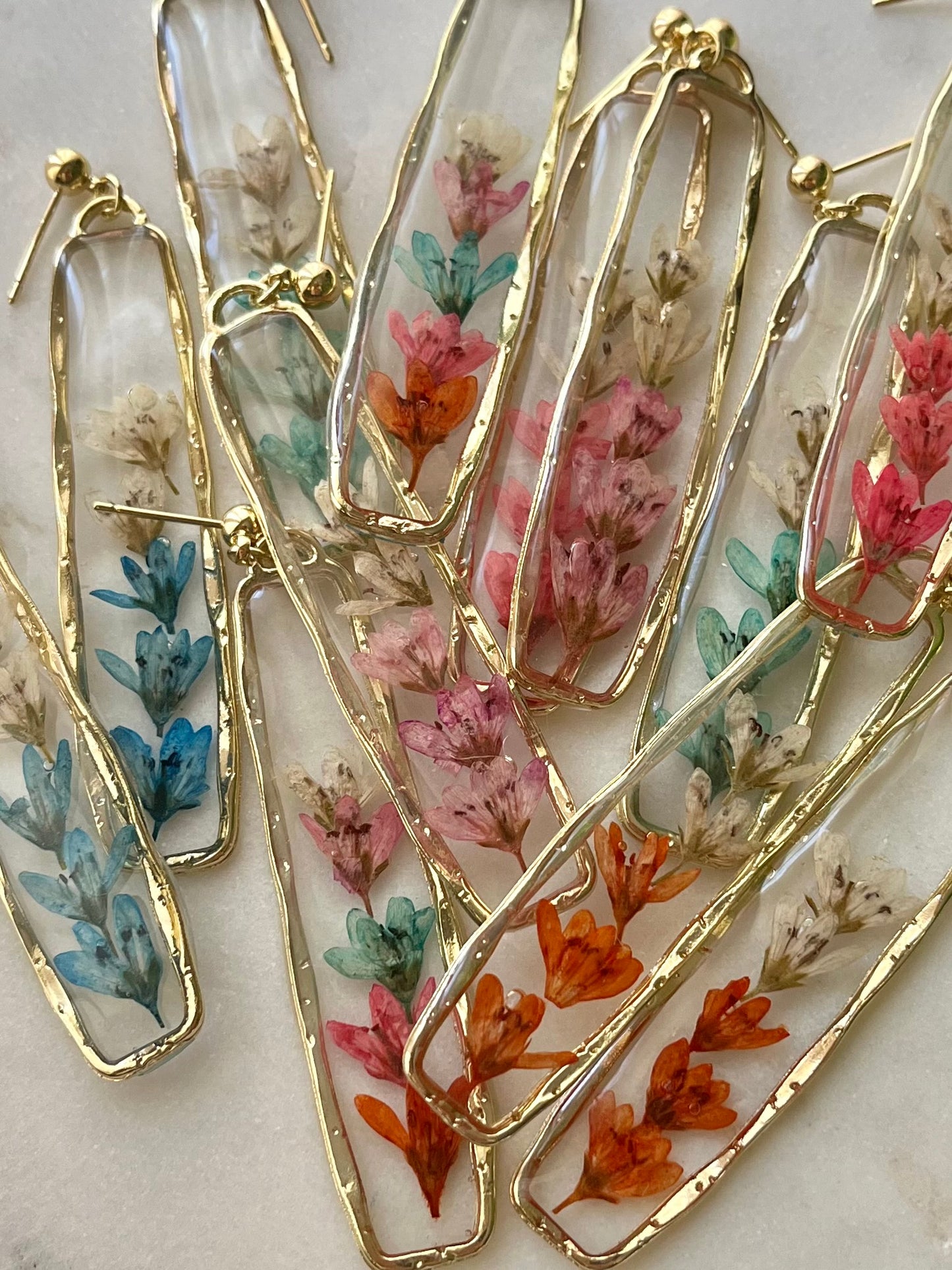 The Bloom Collection of Resin Loosestrife Flower Earrings