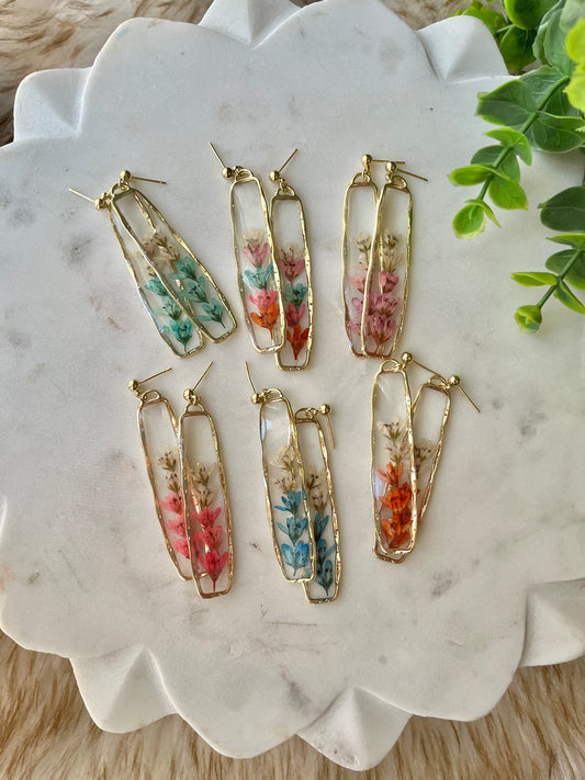 The Bloom Collection of Resin Loosestrife Flower Earrings