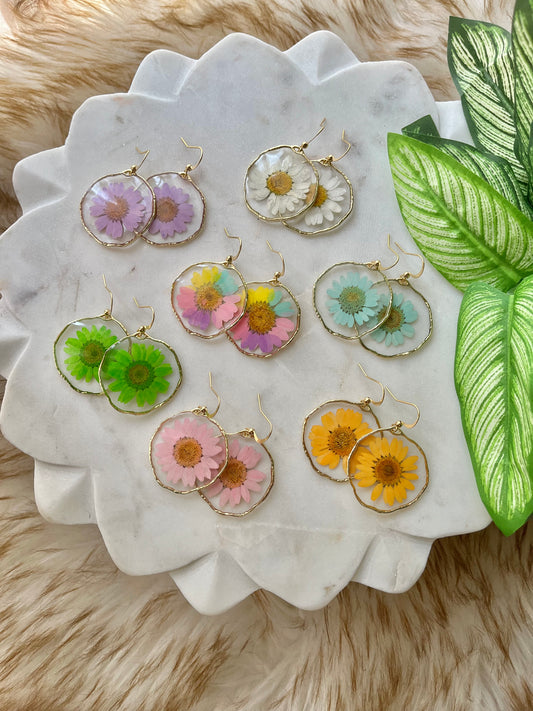 The Bloom Collection of Resin Daisy Flower Earrings