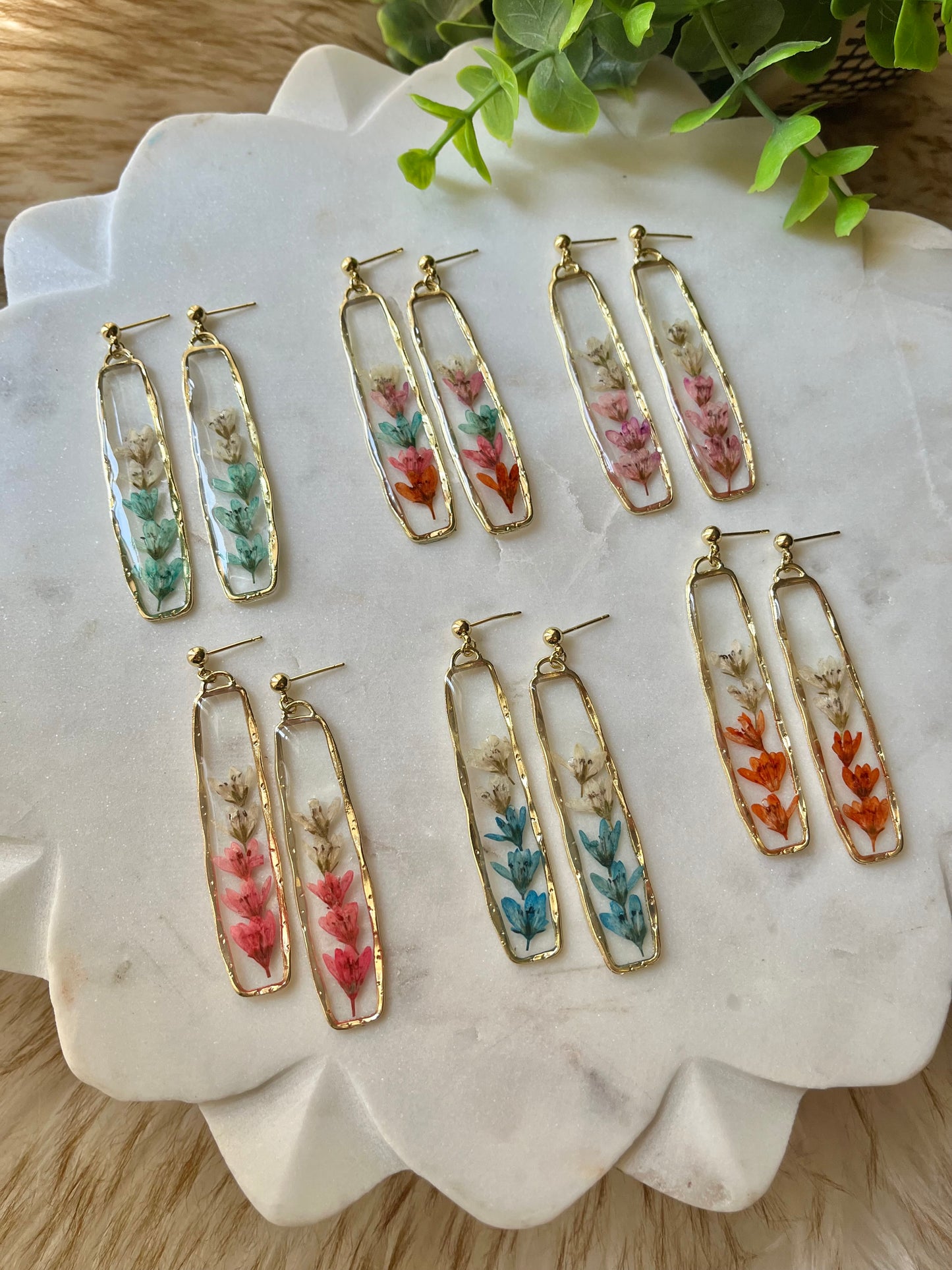 The Bloom Collection of Resin Loosestrife Flower Earrings