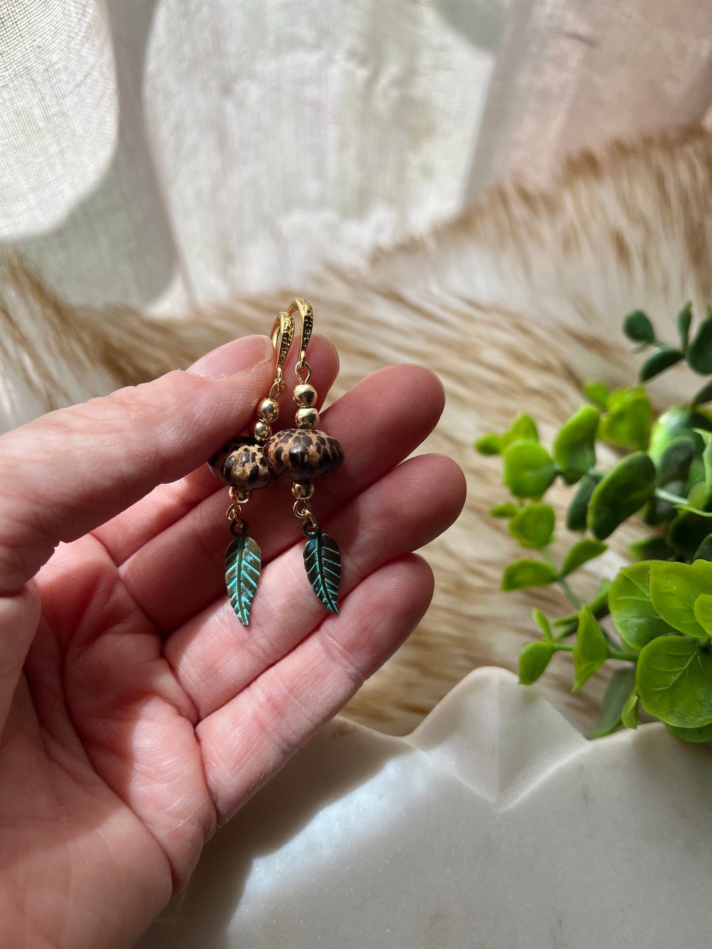 Earth Sprite Wood Drop Earrings