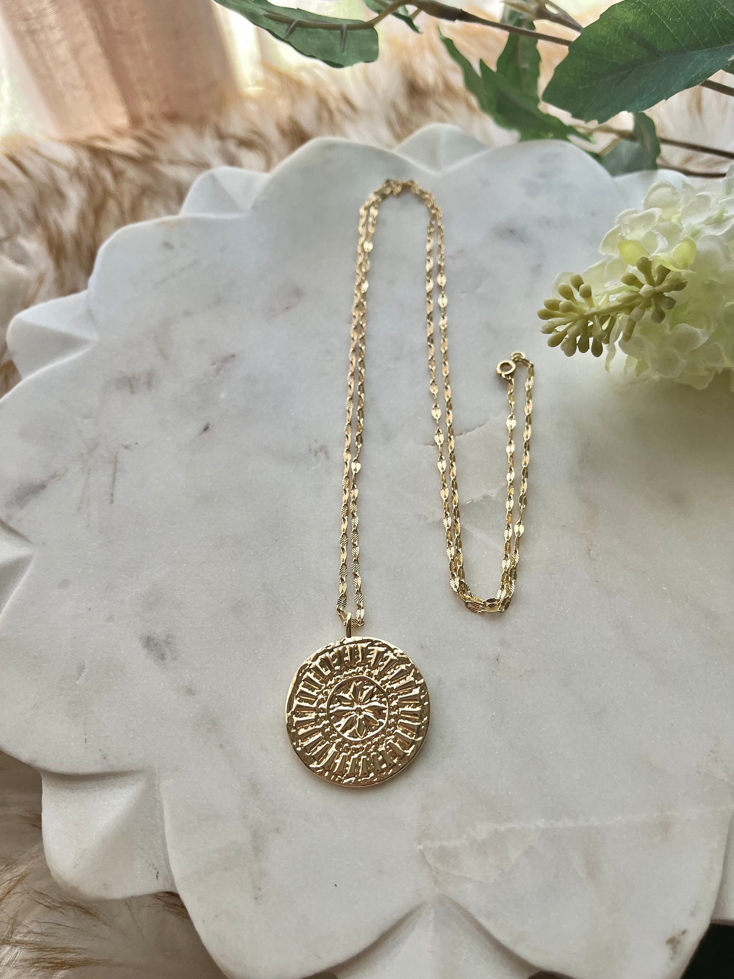 Chrysanthemum Medallion Pendant Necklace