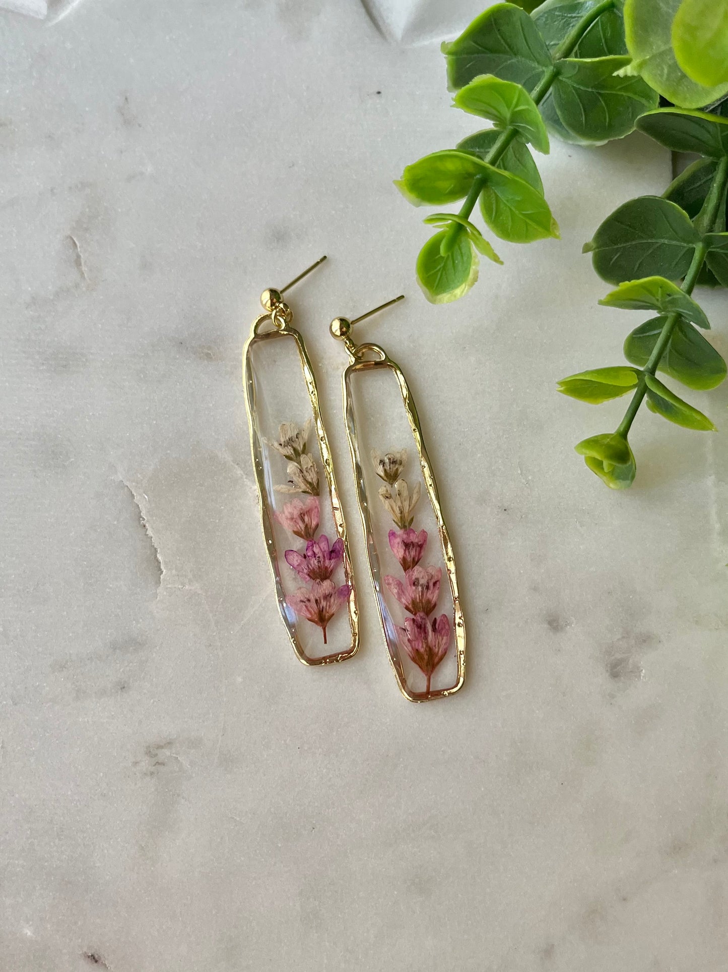 The Bloom Collection of Resin Loosestrife Flower Earrings