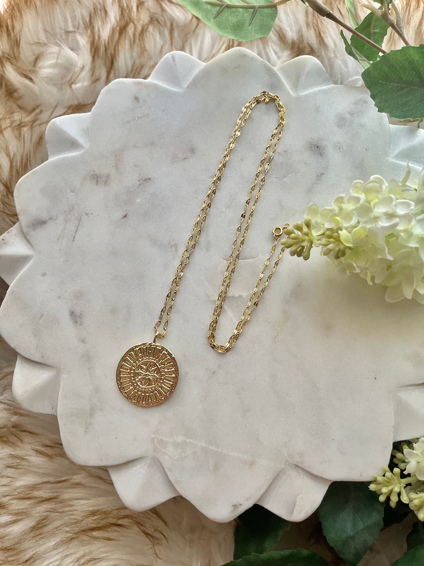 Chrysanthemum Medallion Pendant Necklace