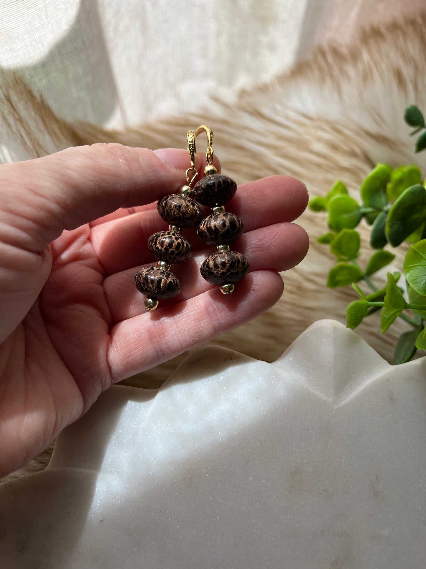 Earth Sprite Wood Drop Earrings