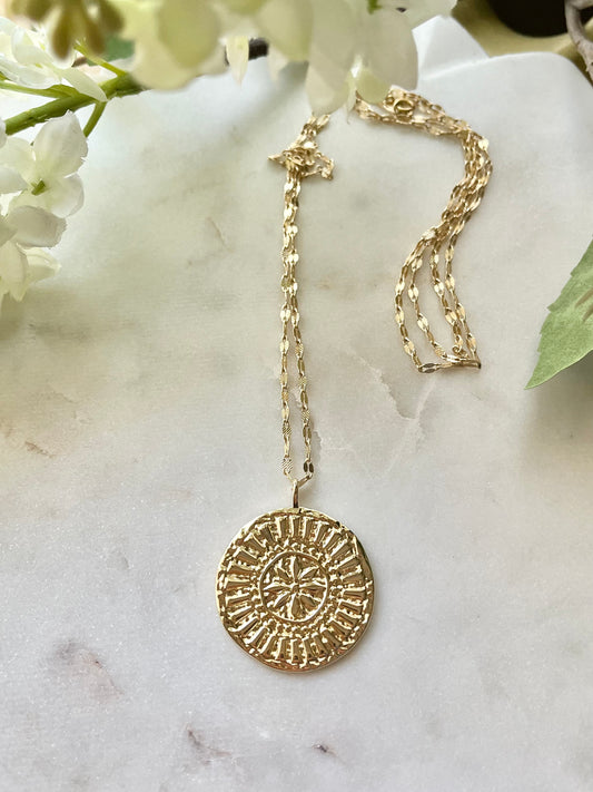 Chrysanthemum Medallion Pendant Necklace