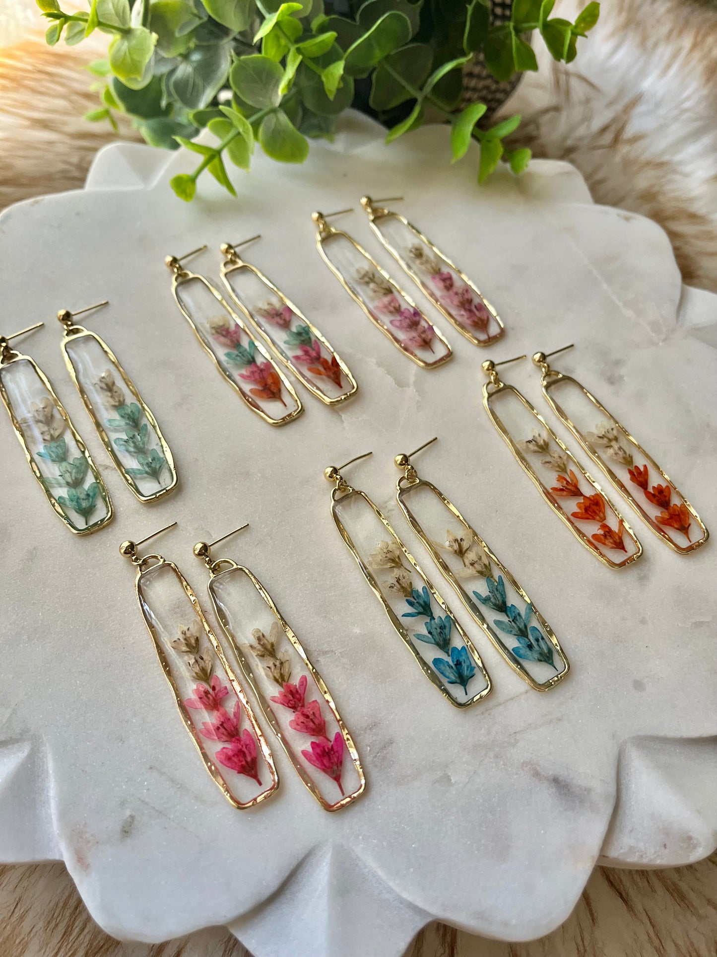 The Bloom Collection of Resin Loosestrife Flower Earrings