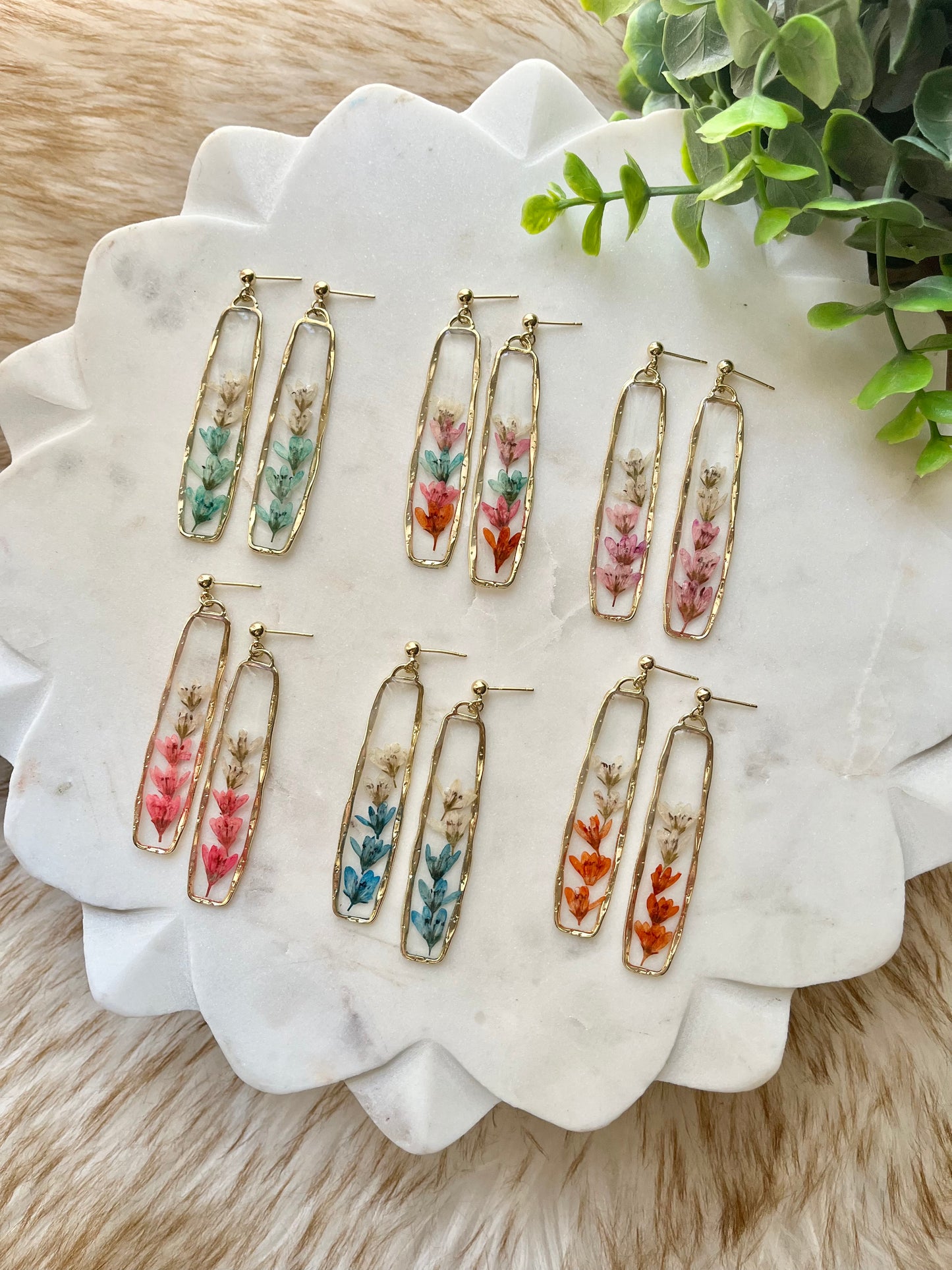 The Bloom Collection of Resin Loosestrife Flower Earrings