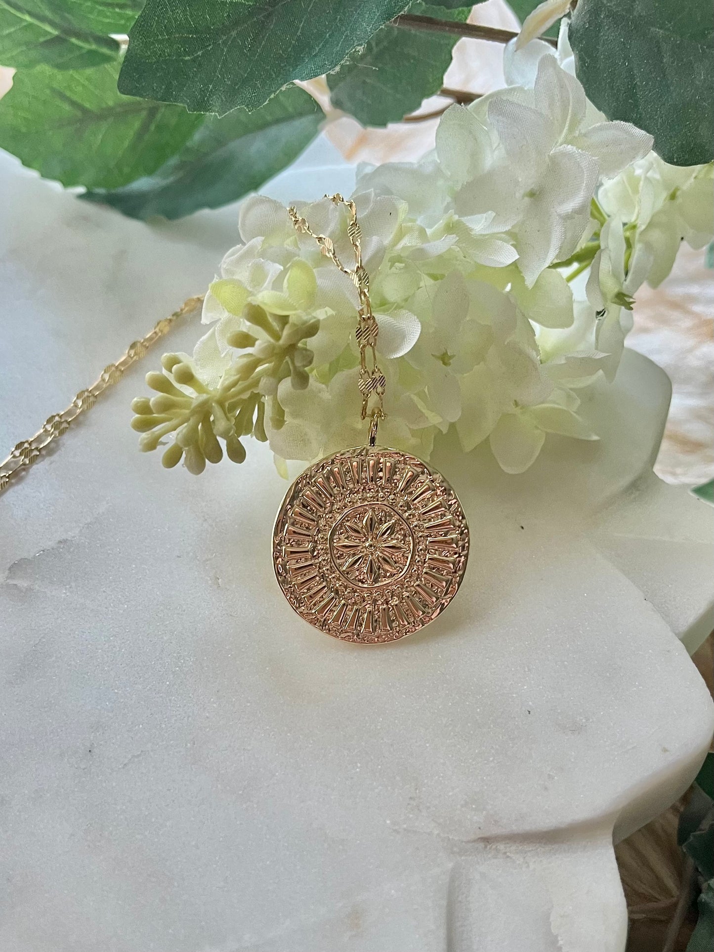 Chrysanthemum Medallion Pendant Necklace