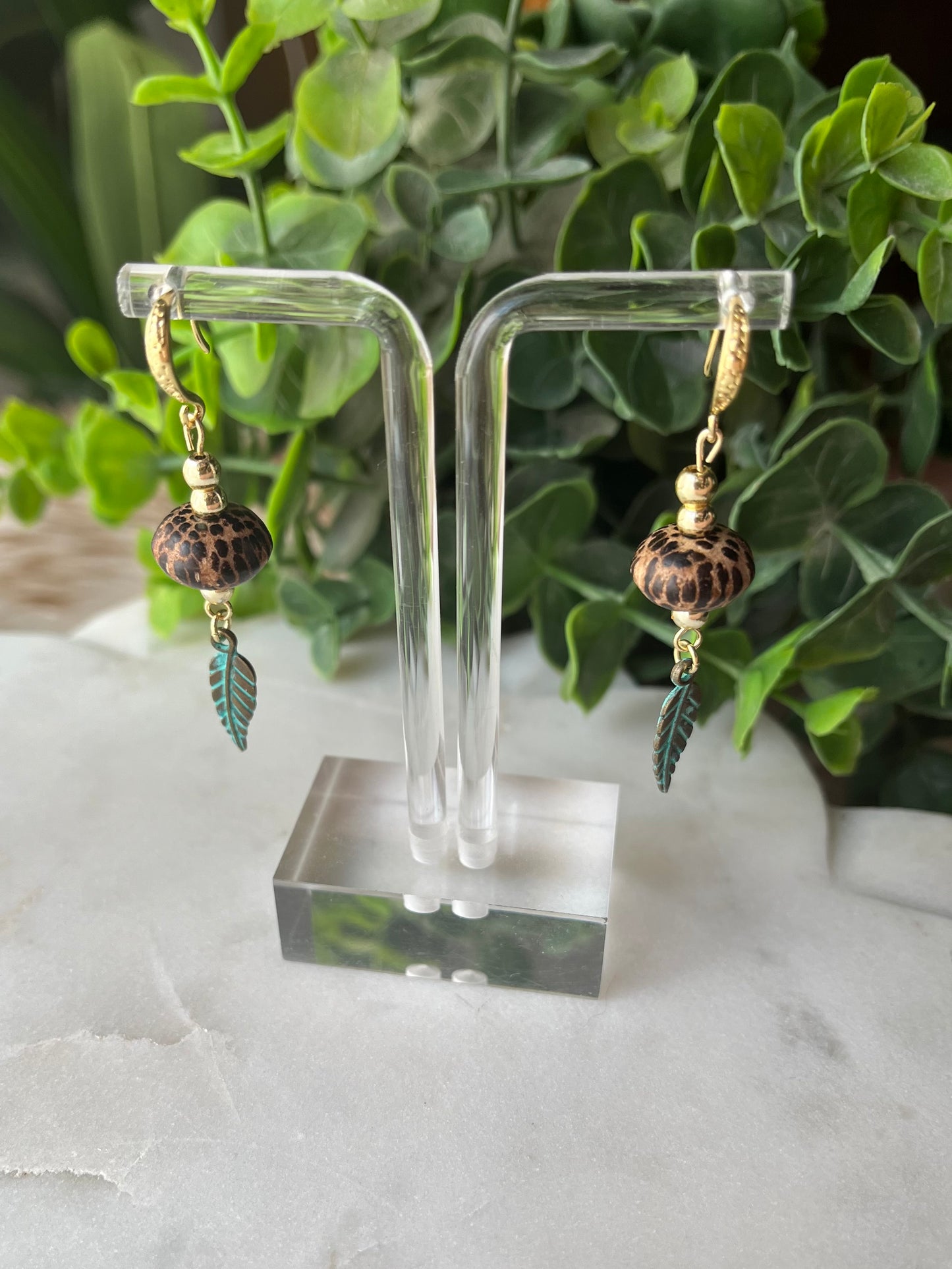 Earth Sprite Wood Drop Earrings