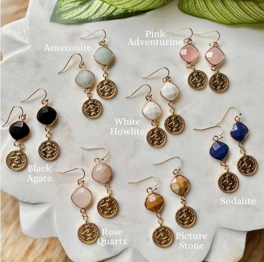 The Celestine Collection of Gemstone Drop Earrings